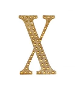 HIER_5150 8" Gold Decorative Rhinestone Alphabet Letter Stickers DIY Crafts - X 21 HIER_5150 8