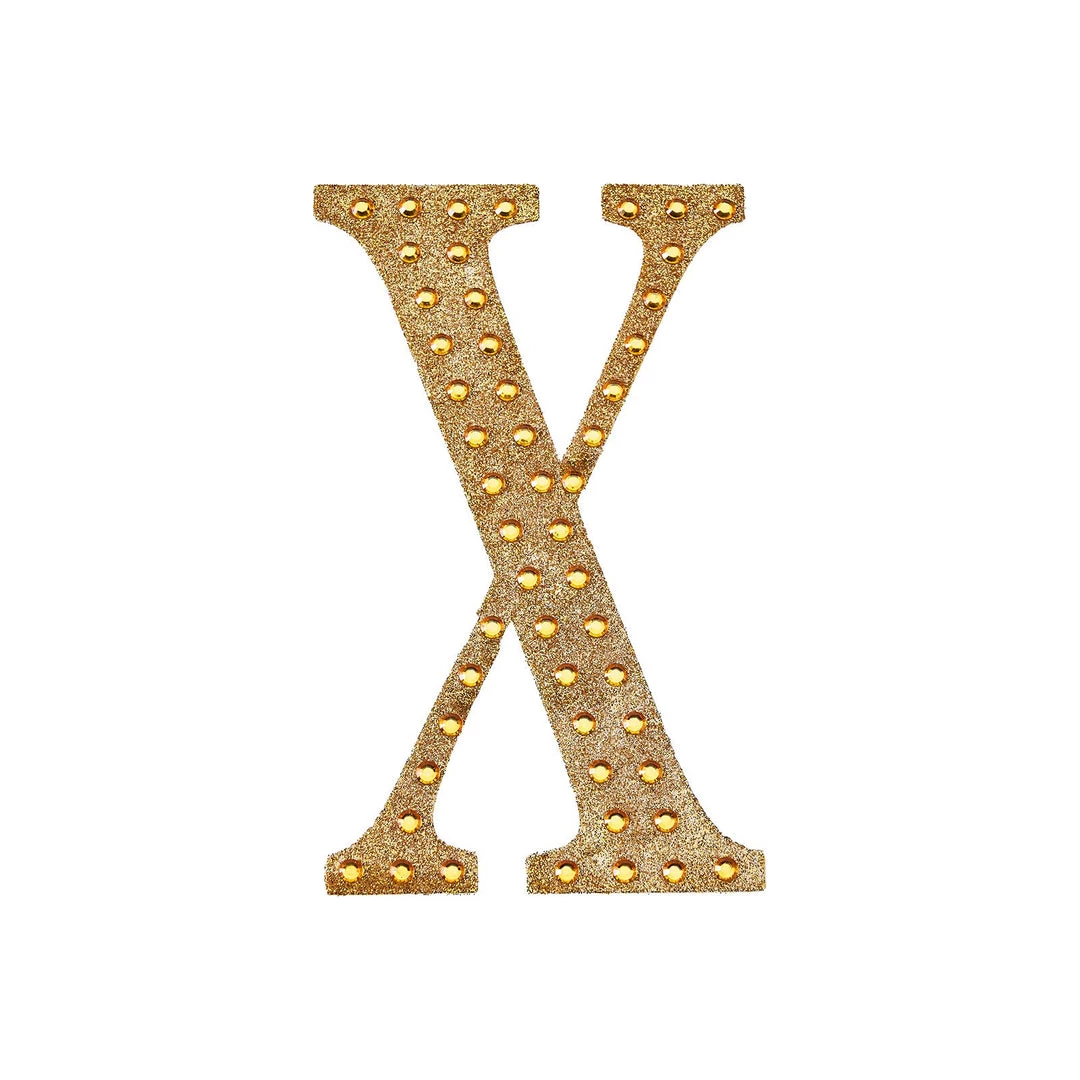 HIER_5150 8" Gold Decorative Rhinestone Alphabet Letter Stickers DIY Crafts - X 11 HIER_5150 8" Gold Decorative Rhinestone Alphabet Letter Stickers DIY Crafts - X