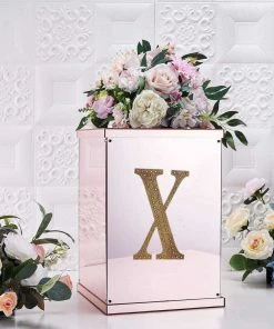 HIER_5150 8" Gold Decorative Rhinestone Alphabet Letter Stickers DIY Crafts - X 16 HIER_5150 8