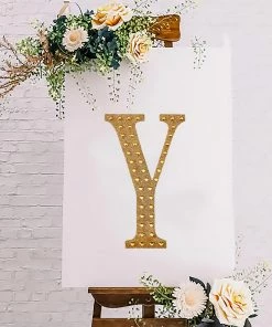 HIER_5150 8" Gold Decorative Rhinestone Alphabet Letter Stickers DIY Crafts - Y Chargers & Centerpieces 20 HIER_5150 8