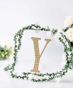 HIER_5150 8" Gold Decorative Rhinestone Alphabet Letter Stickers DIY Crafts - Y Chargers & Centerpieces