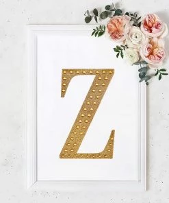 HIER_5150 Chargers & Centerpieces 8" Gold Decorative Rhinestone Alphabet Letter Stickers DIY Crafts - Z