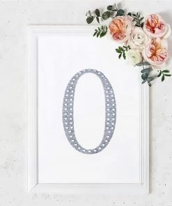 HIER_5150 8" Silver Decorative Rhinestone Number Stickers DIY Crafts - 0