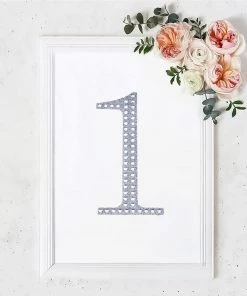 HIER_5150 8" Silver Decorative Rhinestone Number Stickers DIY Crafts - 1 Chargers & Centerpieces
