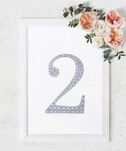 HIER_5150 Chargers & Centerpieces 8" Silver Decorative Rhinestone Number Stickers DIY Crafts - 2