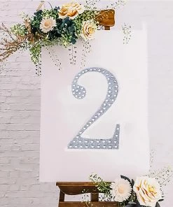 HIER_5150 Chargers & Centerpieces 8" Silver Decorative Rhinestone Number Stickers DIY Crafts - 2 20 HIER_5150 Chargers & Centerpieces 8