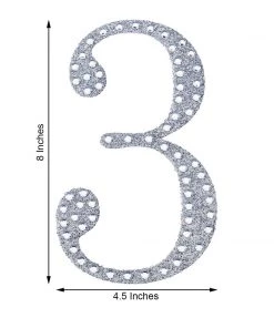 HIER_5150 Chargers & Centerpieces 8" Silver Decorative Rhinestone Number Stickers DIY Crafts - 3 13 HIER_5150 Chargers & Centerpieces 8