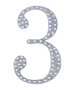 HIER_5150 Chargers & Centerpieces 8" Silver Decorative Rhinestone Number Stickers DIY Crafts - 3 21 HIER_5150 Chargers & Centerpieces 8