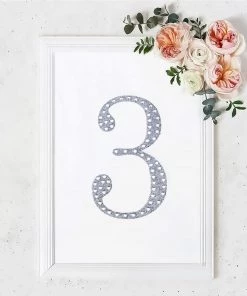 HIER_5150 Chargers & Centerpieces 8" Silver Decorative Rhinestone Number Stickers DIY Crafts - 3
