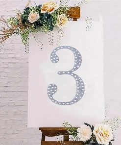 HIER_5150 Chargers & Centerpieces 8" Silver Decorative Rhinestone Number Stickers DIY Crafts - 3 20 HIER_5150 Chargers & Centerpieces 8