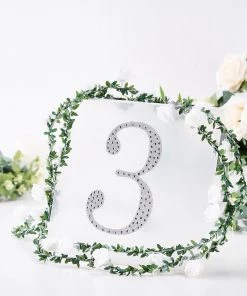 HIER_5150 Chargers & Centerpieces 8" Silver Decorative Rhinestone Number Stickers DIY Crafts - 3