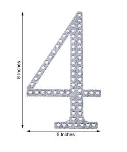 HIER_5150 8" Silver Decorative Rhinestone Number Stickers DIY Crafts - 4 Chargers & Centerpieces 13 HIER_5150 8
