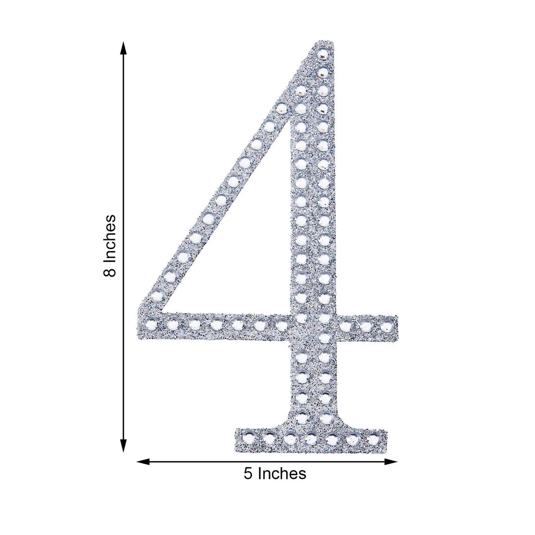 HIER_5150 8" Silver Decorative Rhinestone Number Stickers DIY Crafts - 4 Chargers & Centerpieces 3 HIER_5150 8" Silver Decorative Rhinestone Number Stickers DIY Crafts - 4 Chargers & Centerpieces