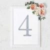 HIER_5150 8" Silver Decorative Rhinestone Number Stickers DIY Crafts - 4 Chargers & Centerpieces