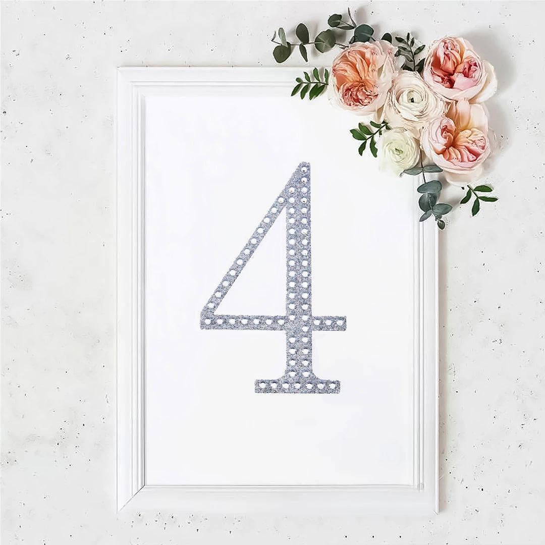 HIER_5150 8" Silver Decorative Rhinestone Number Stickers DIY Crafts - 4 Chargers & Centerpieces 1 HIER_5150 8" Silver Decorative Rhinestone Number Stickers DIY Crafts - 4 Chargers & Centerpieces
