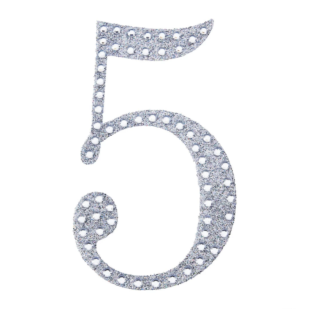 HIER_5150 8" Silver Decorative Rhinestone Number Stickers DIY Crafts - 5 Chargers & Centerpieces 11 HIER_5150 8" Silver Decorative Rhinestone Number Stickers DIY Crafts - 5 Chargers & Centerpieces