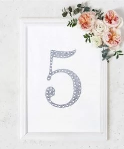 HIER_5150 8" Silver Decorative Rhinestone Number Stickers DIY Crafts - 5 Chargers & Centerpieces