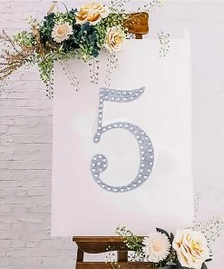 HIER_5150 8" Silver Decorative Rhinestone Number Stickers DIY Crafts - 5 Chargers & Centerpieces 20 HIER_5150 8