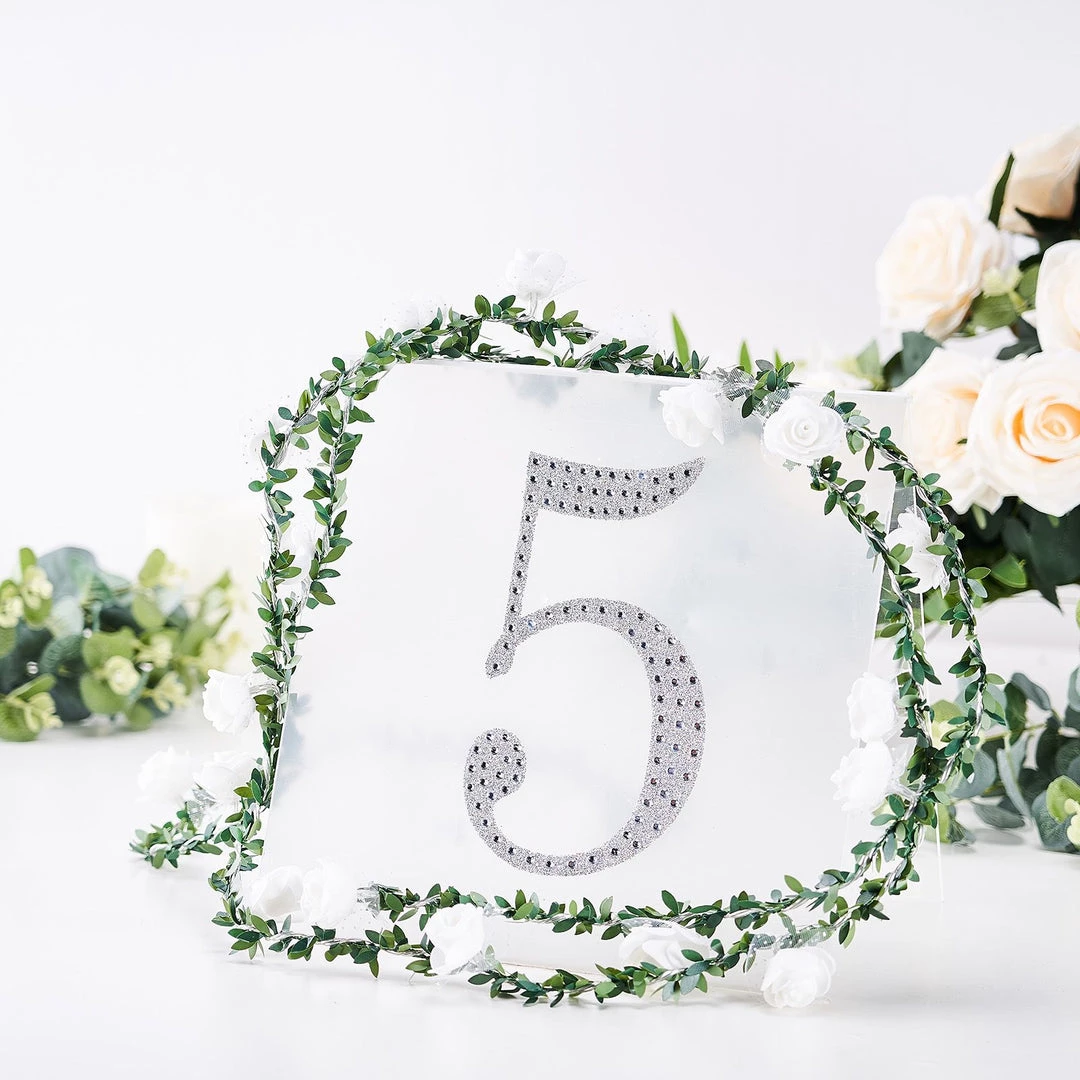 HIER_5150 8" Silver Decorative Rhinestone Number Stickers DIY Crafts - 5 Chargers & Centerpieces 2 HIER_5150 8" Silver Decorative Rhinestone Number Stickers DIY Crafts - 5 Chargers & Centerpieces