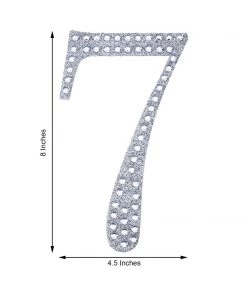 HIER_5150 8" Silver Decorative Rhinestone Number Stickers DIY Crafts - 7 Chargers & Centerpieces 13 HIER_5150 8