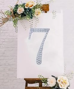 HIER_5150 8" Silver Decorative Rhinestone Number Stickers DIY Crafts - 7 Chargers & Centerpieces 20 HIER_5150 8