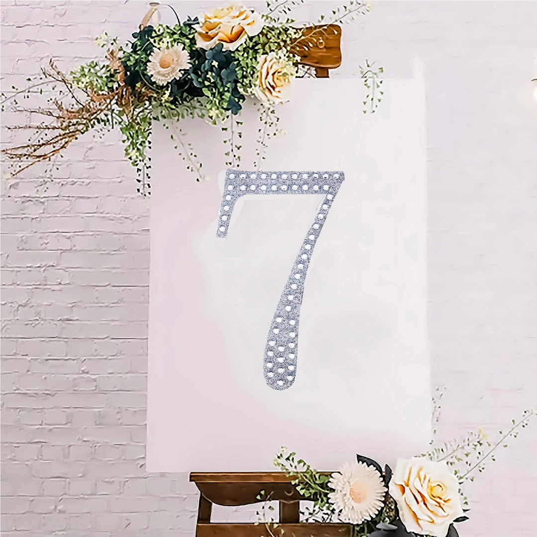 HIER_5150 8" Silver Decorative Rhinestone Number Stickers DIY Crafts - 7 Chargers & Centerpieces 10 HIER_5150 8" Silver Decorative Rhinestone Number Stickers DIY Crafts - 7 Chargers & Centerpieces