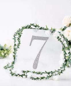 HIER_5150 8" Silver Decorative Rhinestone Number Stickers DIY Crafts - 7 Chargers & Centerpieces