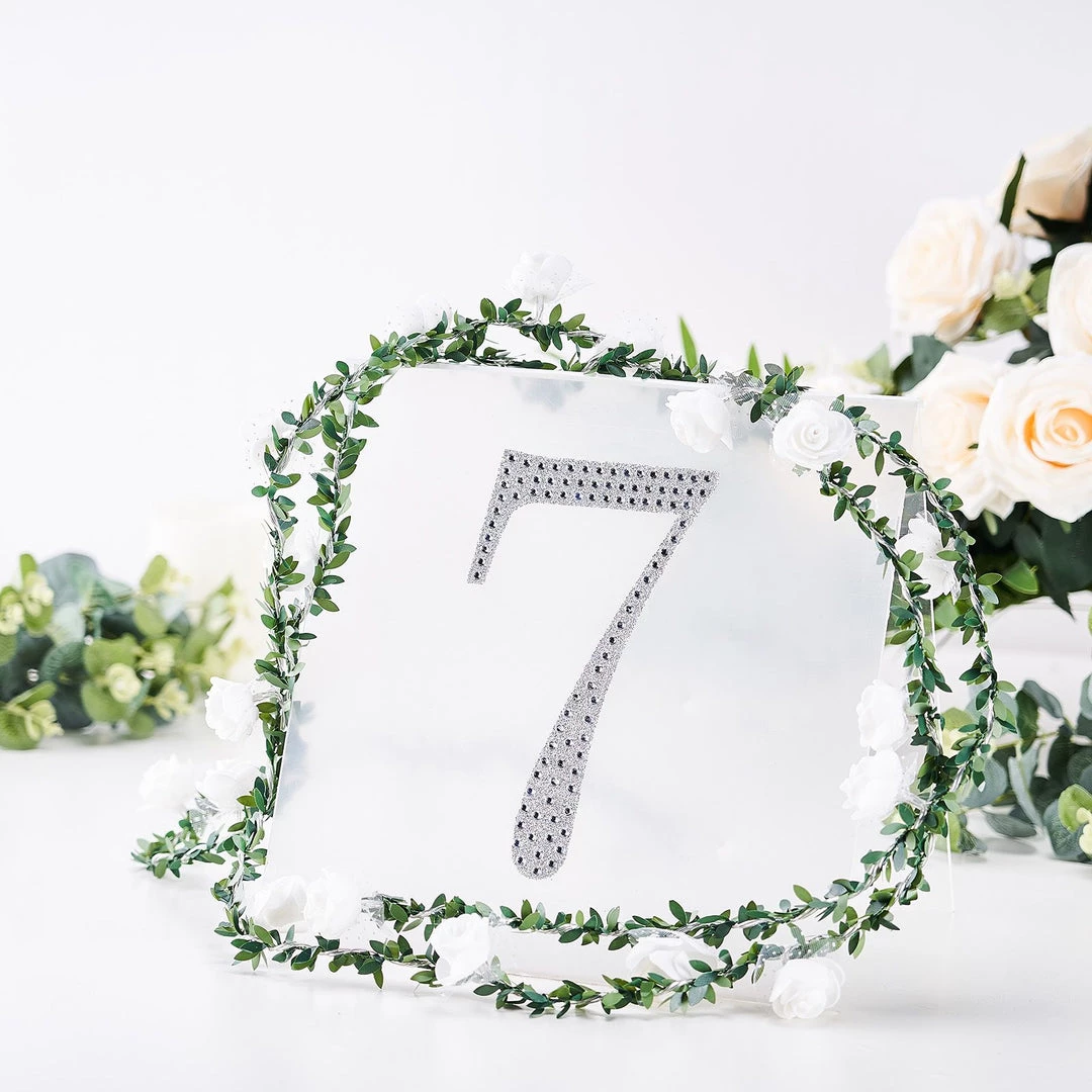 HIER_5150 8" Silver Decorative Rhinestone Number Stickers DIY Crafts - 7 Chargers & Centerpieces 2 HIER_5150 8" Silver Decorative Rhinestone Number Stickers DIY Crafts - 7 Chargers & Centerpieces