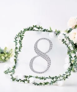 HIER_5150 8" Silver Decorative Rhinestone Number Stickers DIY Crafts - 8