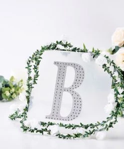 HIER_5150 8" Silver Decorative Rhinestone Alphabet Letter Stickers DIY Crafts - B
