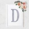 HIER_5150 8" Silver Decorative Rhinestone Alphabet Letter Stickers DIY Crafts - D Chargers & Centerpieces