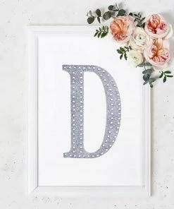 HIER_5150 8" Silver Decorative Rhinestone Alphabet Letter Stickers DIY Crafts - D Chargers & Centerpieces
