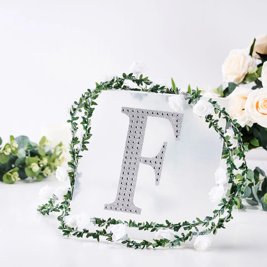 HIER_5150 Chargers & Centerpieces 8" Silver Decorative Rhinestone Alphabet Letter Stickers DIY Crafts - F 2 HIER_5150 Chargers & Centerpieces 8" Silver Decorative Rhinestone Alphabet Letter Stickers DIY Crafts - F