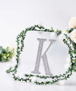 HIER_5150 8" Silver Decorative Rhinestone Alphabet Letter Stickers DIY Crafts - K
