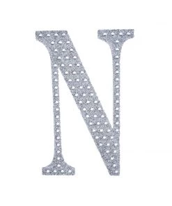 HIER_5150 8" Silver Decorative Rhinestone Alphabet Letter Stickers DIY Crafts - N 21 HIER_5150 8
