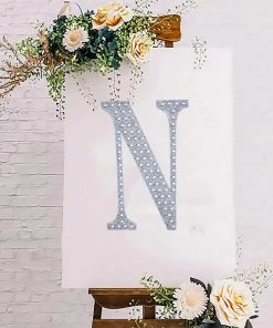 HIER_5150 8" Silver Decorative Rhinestone Alphabet Letter Stickers DIY Crafts - N 20 HIER_5150 8