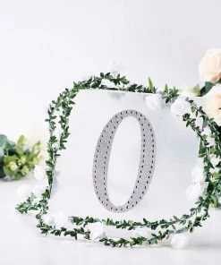 HIER_5150 Chargers & Centerpieces 8" Silver Decorative Rhinestone Alphabet Letter Stickers DIY Crafts - O