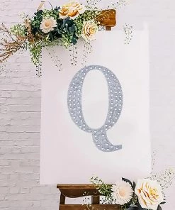 HIER_5150 Chargers & Centerpieces 8" Silver Decorative Rhinestone Alphabet Letter Stickers DIY Crafts - Q 20 HIER_5150 Chargers & Centerpieces 8