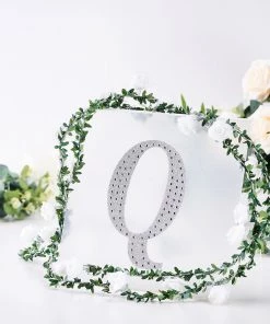 HIER_5150 Chargers & Centerpieces 8" Silver Decorative Rhinestone Alphabet Letter Stickers DIY Crafts - Q