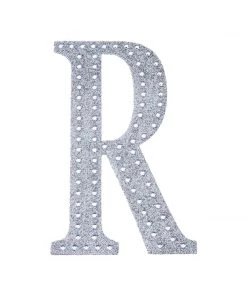 HIER_5150 8" Silver Decorative Rhinestone Alphabet Letter Stickers DIY Crafts - R Chargers & Centerpieces 21 HIER_5150 8