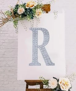 HIER_5150 8" Silver Decorative Rhinestone Alphabet Letter Stickers DIY Crafts - R Chargers & Centerpieces 20 HIER_5150 8