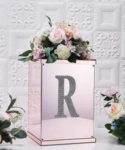 HIER_5150 8" Silver Decorative Rhinestone Alphabet Letter Stickers DIY Crafts - R Chargers & Centerpieces 16 HIER_5150 8