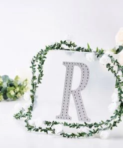 HIER_5150 8" Silver Decorative Rhinestone Alphabet Letter Stickers DIY Crafts - R Chargers & Centerpieces