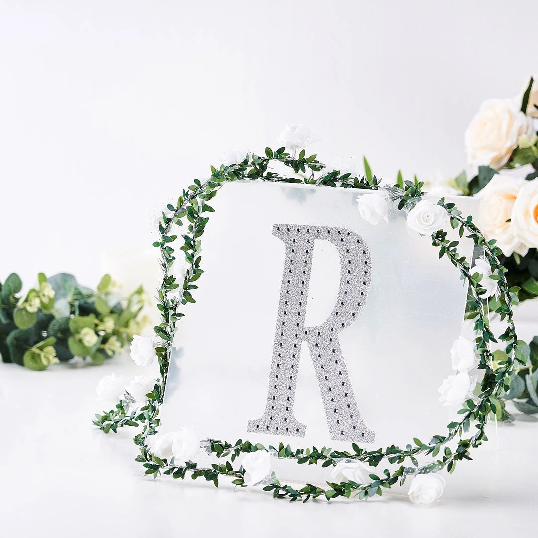 HIER_5150 8" Silver Decorative Rhinestone Alphabet Letter Stickers DIY Crafts - R Chargers & Centerpieces 2 HIER_5150 8" Silver Decorative Rhinestone Alphabet Letter Stickers DIY Crafts - R Chargers & Centerpieces