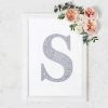 HIER_5150 8" Silver Decorative Rhinestone Alphabet Letter Stickers DIY Crafts - S Chargers & Centerpieces