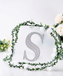 HIER_5150 8" Silver Decorative Rhinestone Alphabet Letter Stickers DIY Crafts - S Chargers & Centerpieces
