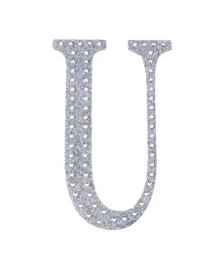 HIER_5150 Chargers & Centerpieces 8" Silver Decorative Rhinestone Alphabet Letter Stickers DIY Crafts - U 21 HIER_5150 Chargers & Centerpieces 8