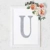 HIER_5150 Chargers & Centerpieces 8" Silver Decorative Rhinestone Alphabet Letter Stickers DIY Crafts - U