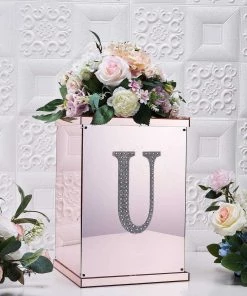 HIER_5150 Chargers & Centerpieces 8" Silver Decorative Rhinestone Alphabet Letter Stickers DIY Crafts - U 16 HIER_5150 Chargers & Centerpieces 8