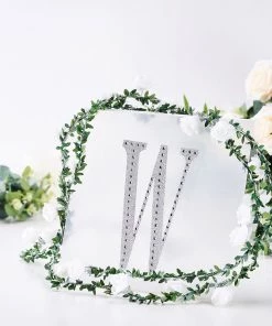 HIER_5150 8" Silver Decorative Rhinestone Alphabet Letter Stickers DIY Crafts - W